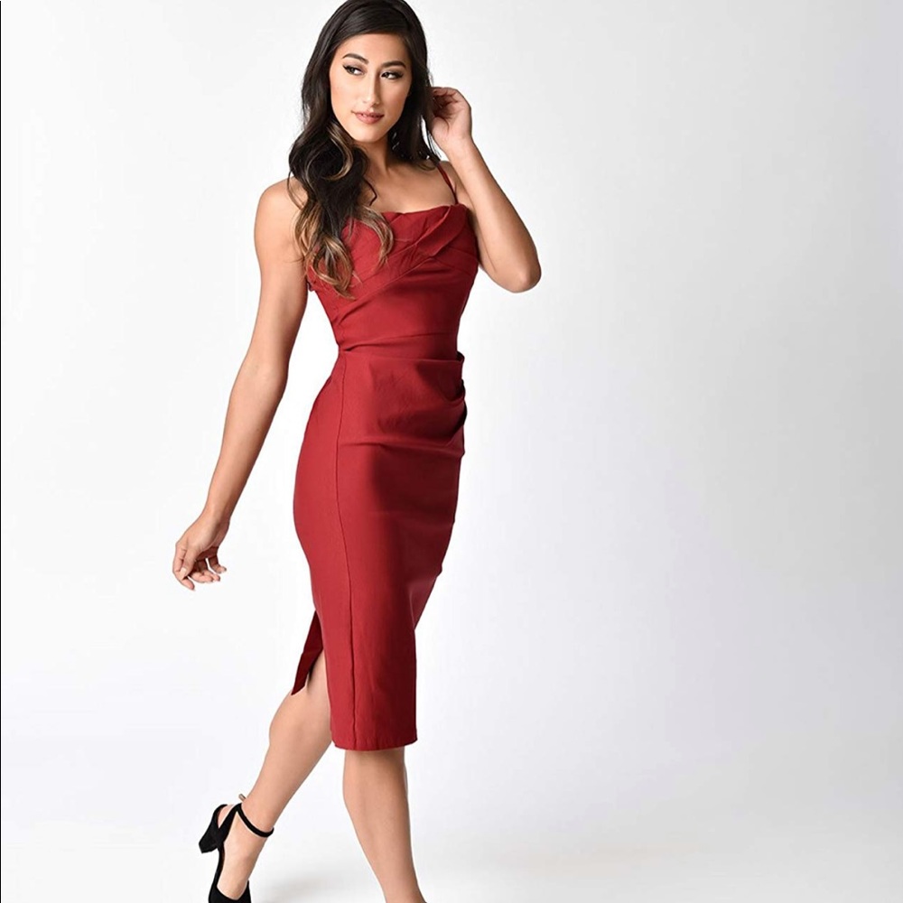 RED PINUP WIGGLE DRESS